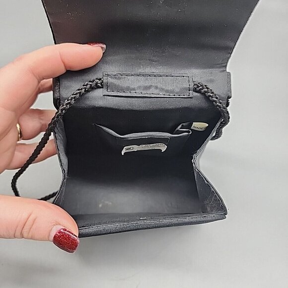 Envelope Purse Cross Body/Shoulder Black Velvet Embroidered Beaded Flap - Picture 5 of 7